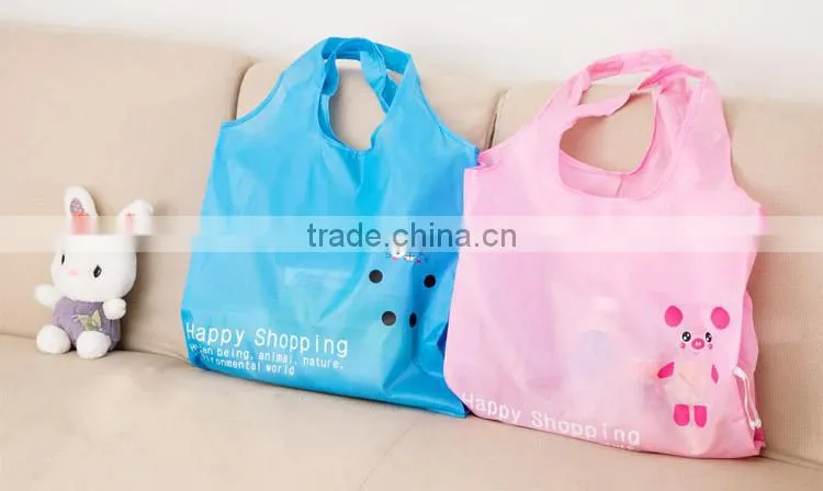 Cute Eco Reusable Nylon folding Foldable Shopping Bag