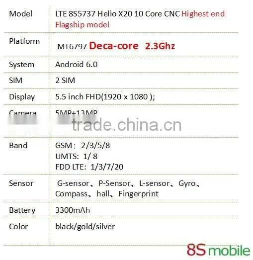 LTE8S5737 5.5" high end cheap deca-core mobile phone