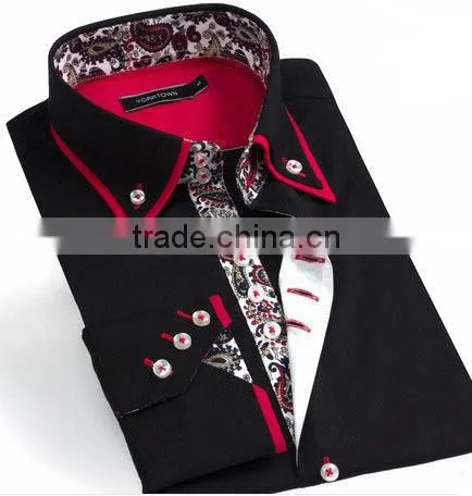 Mens Italian Slim Fit Shirt contrast collar fashion dress shirts
