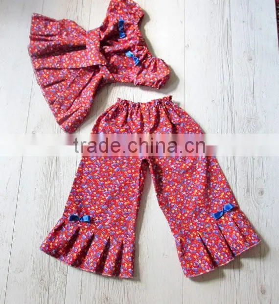 Wholesale Girls Ruffle Pants sets With Printed Ruffle Boutique Clothing
