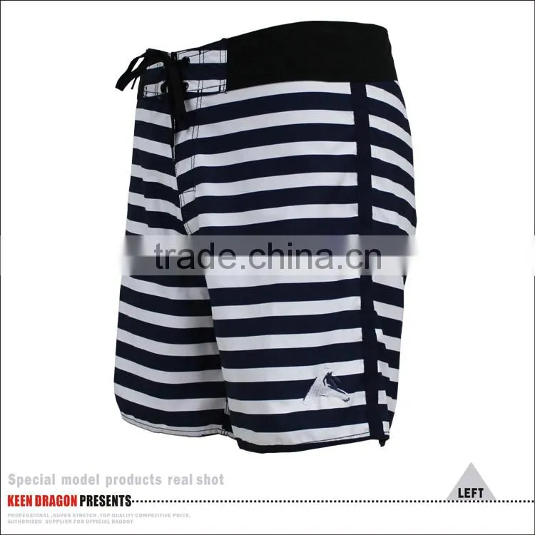 europe hot sale swim trunks 100% microfiber blue white stripe shorts