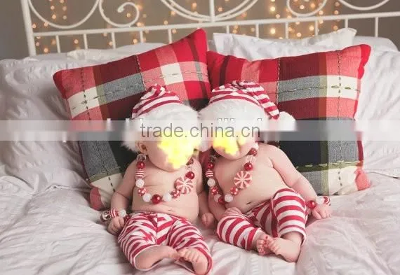 Baby Christmas Leggings and Santa Hat- Striped leggings Baby Cotton Leg Warmers