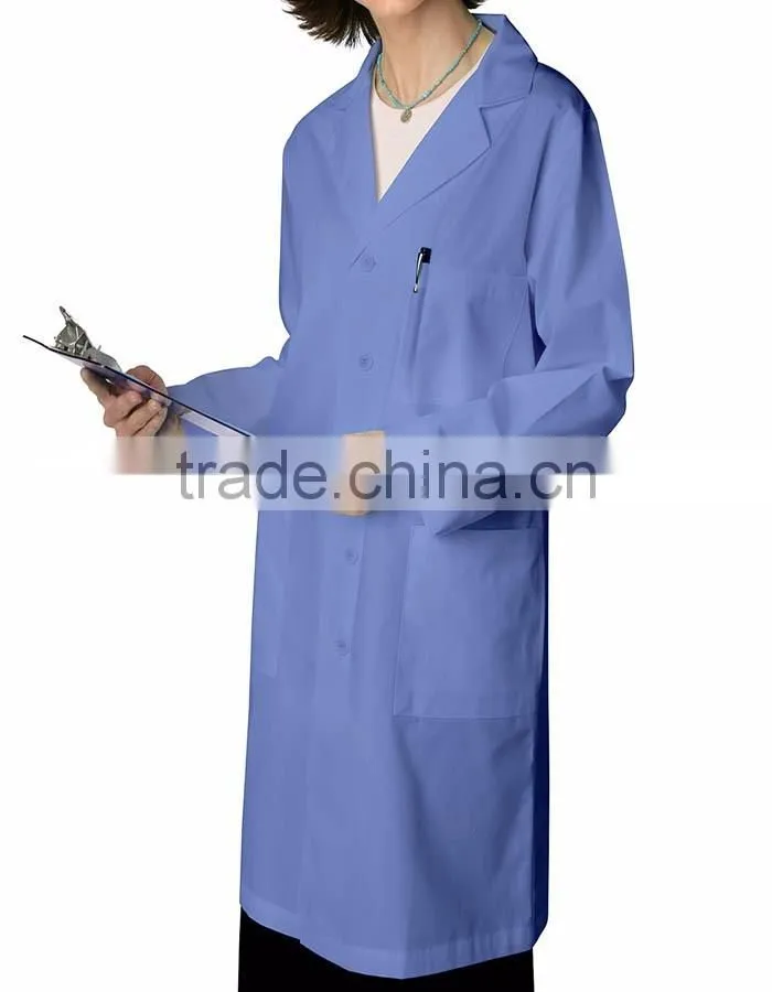 Customized Long Sleeve Medical Uniforms Three Pockets Unisex Medical Lab Coat