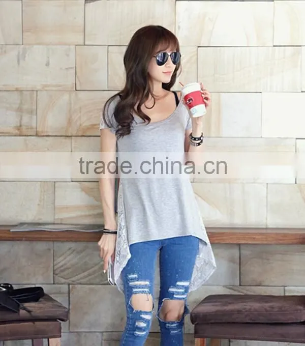 Moq.1pc lace design hollow stitching slim simple blank korean t shirt,Summer style t shirt,t shirt design