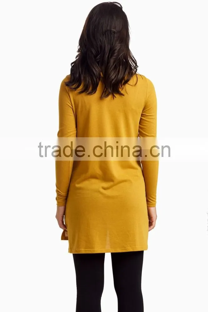 New Trendy Women Blouse Yellow Button Knit Women Tunic for Maternity 2016