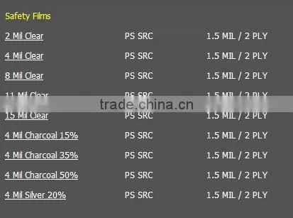 Professional manufacturer 6mil transparent glass window safety film for bank school