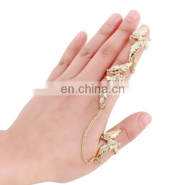 Delicate Filigree Ring Hollow Pattern Diamond Knuckle Ring 2 Sets