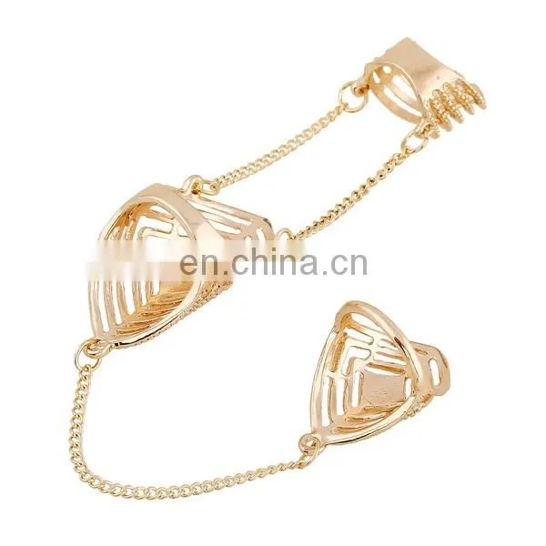 Delicate Filigree Ring Hollow Pattern Diamond Knuckle Ring 2 Sets