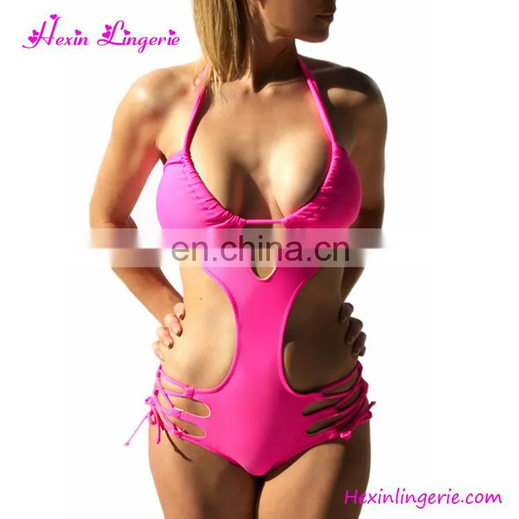 2017 Wholesale Sport Stripe Two Pieces Bikini Bra Swimsuits For Girls