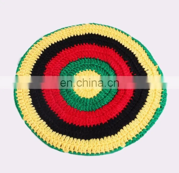 Custom fashion jamaica knitted crochet rasta beanie hat