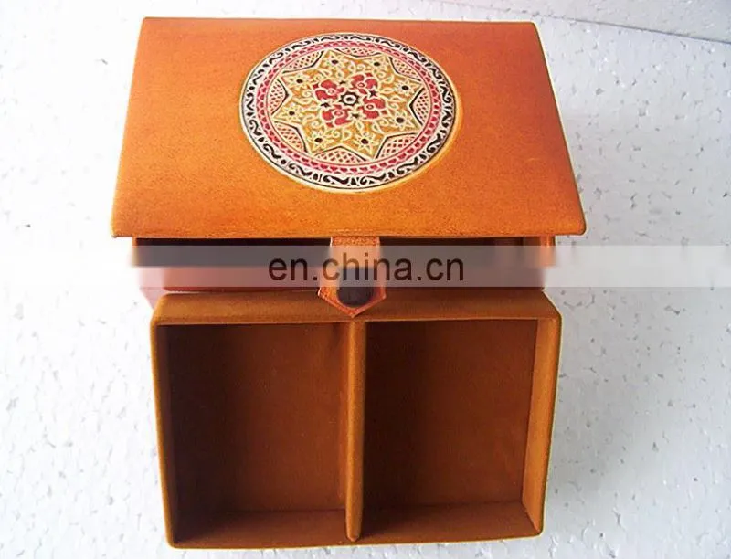 Leather cosmetic and jewelry box manufacturer, Original Goat leather jewellery and cosmetics box exporter