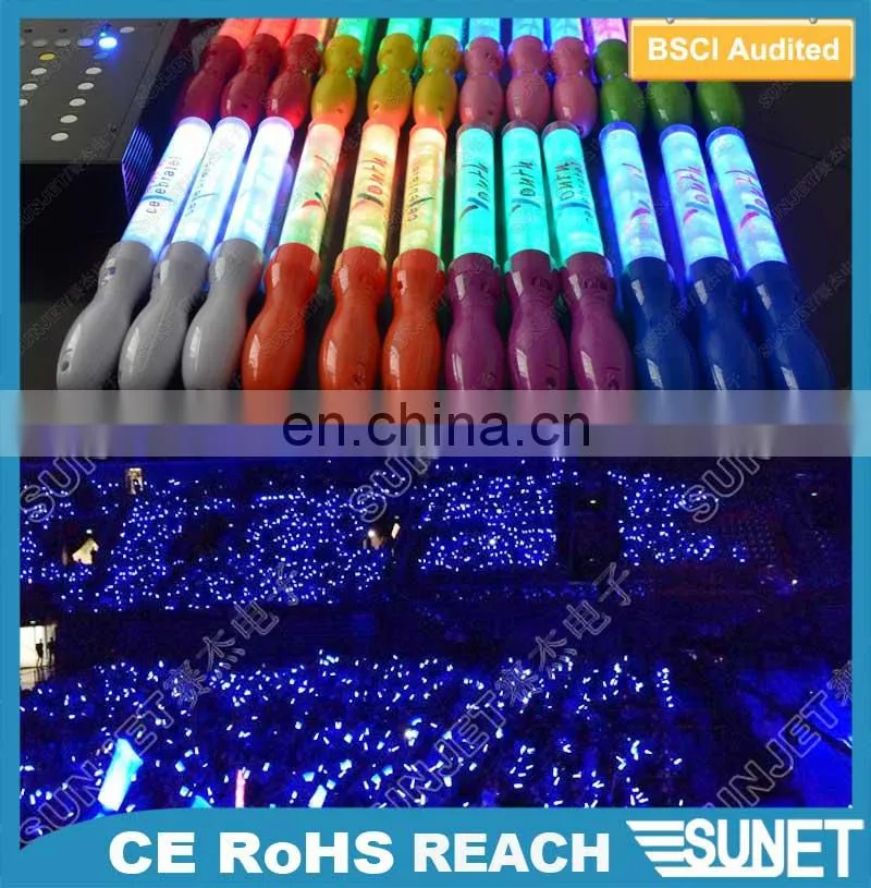 Custom logo printing cheering red heart shaped LED party glow sticks