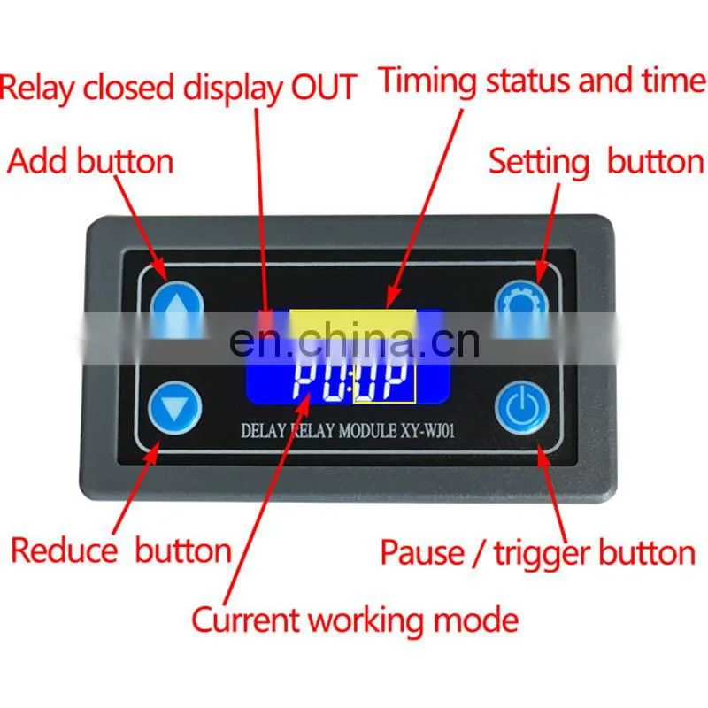 DC12V LED Digital Time Delay Relay Module Programmable Timer Relay Control Switch Timing Trigger Cycle with Case for Indoor
