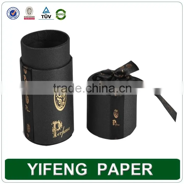 Black Gift Paper tube box/cylinder Box/Round Box with ribbon