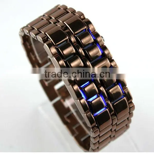 hot cheap lava style iron samurai red light metal led watch