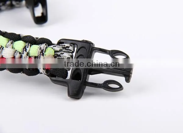 Customer logo printed paracord survival bracelet with whistle wholesale