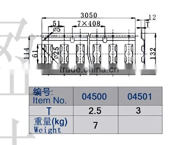04500 Stainless Steel Horizontal Track Cargo control Track