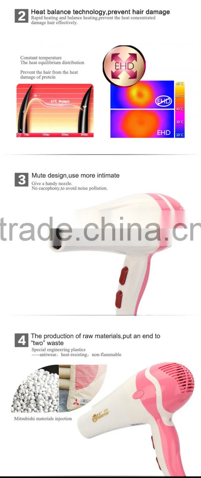 Quick Dry Hair Blower EMC Hair Dryer with SAA Certification