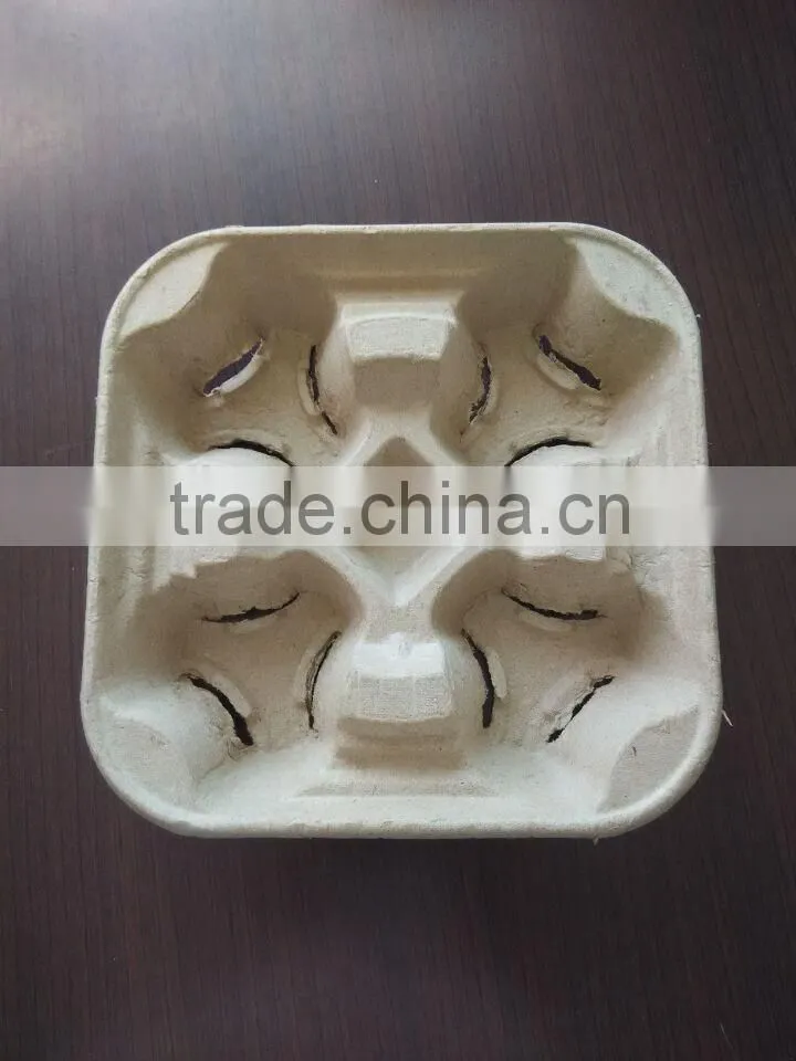 recycled paper molded pulp for 2 and 4 coffee cup trays