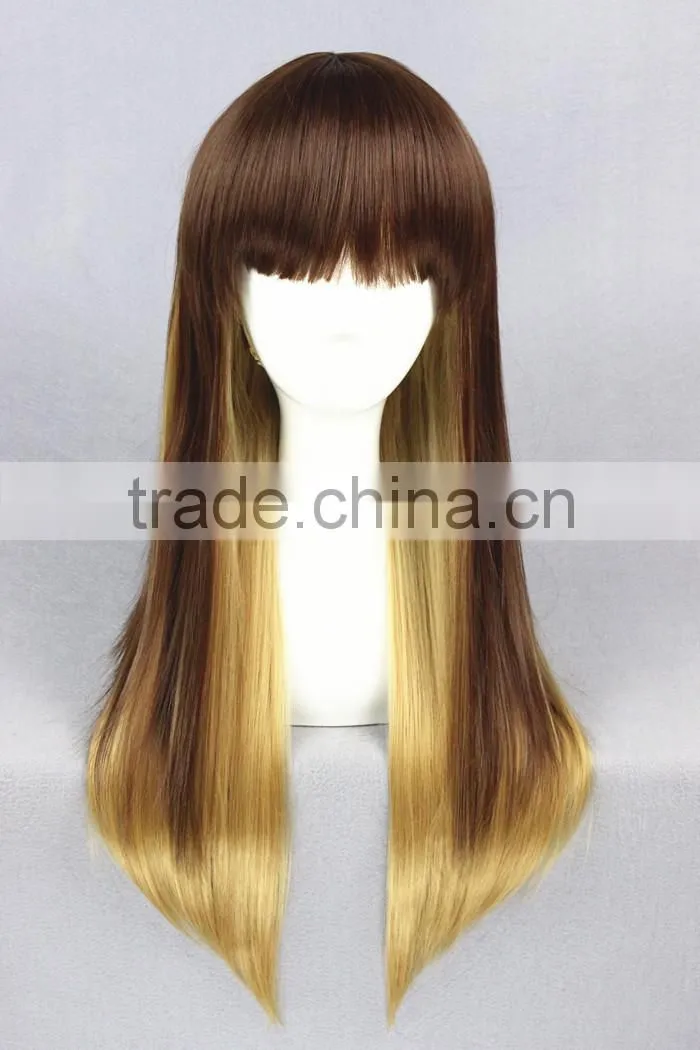 High Quality 65cm Medium Long Straight Blond&Gold Mixed Lolita Wig Synthetic Anime Wig Cosplay Hair Wig Party Wig