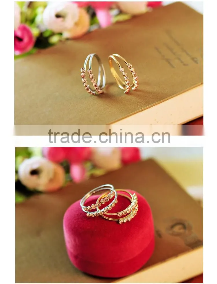 Top Selling Rhinestone Double Band Wedding finger Ring