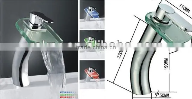 Brass Chrome High Glass Waterfall Basin Faucet
