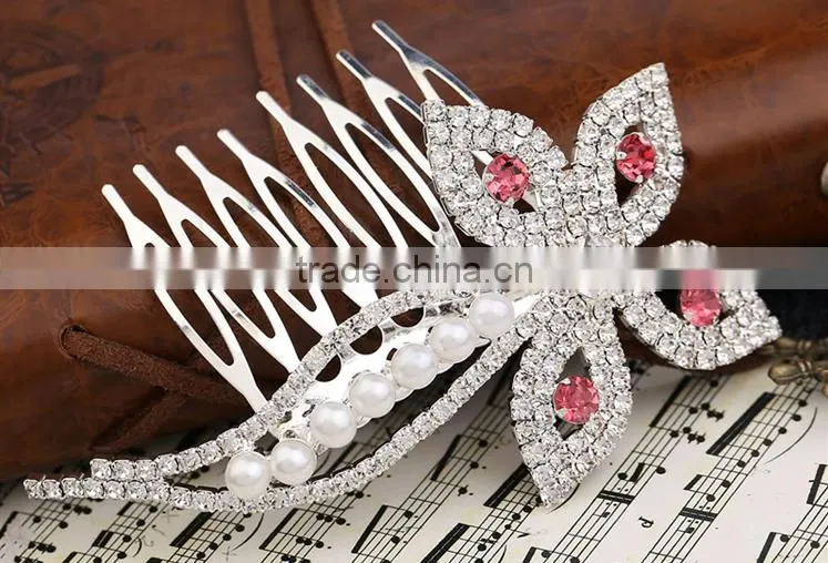 Cheap and high quality korea style plated flower bridal hair comb accessory