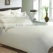 Hotel bedding set solid or white color 100% cotton stripe fabric