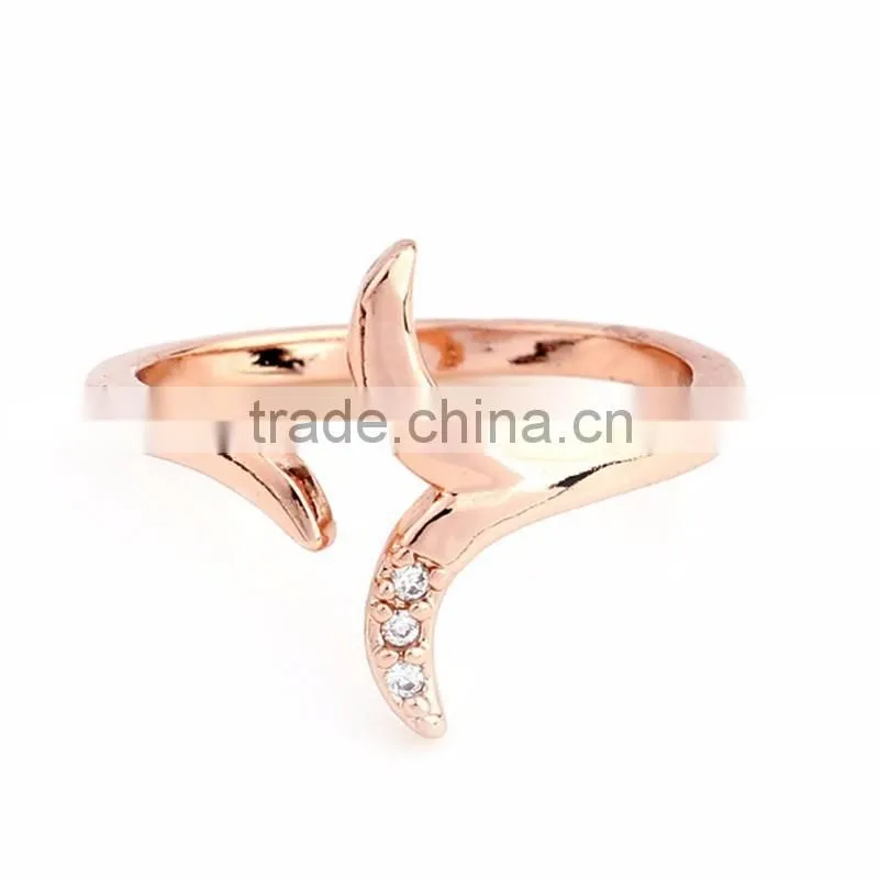 Classical 14k Rose Gold Plated Silver Plated Diamond Sprout Wedding Engagement Ring