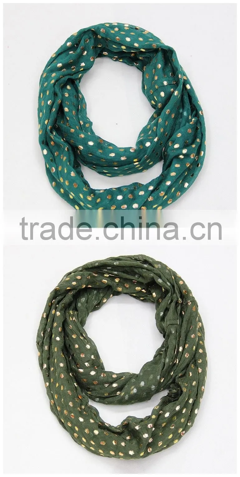Fashion Women Hijab Shawl Polka Dot Gold Stamping Polyeter Viscose Scarf