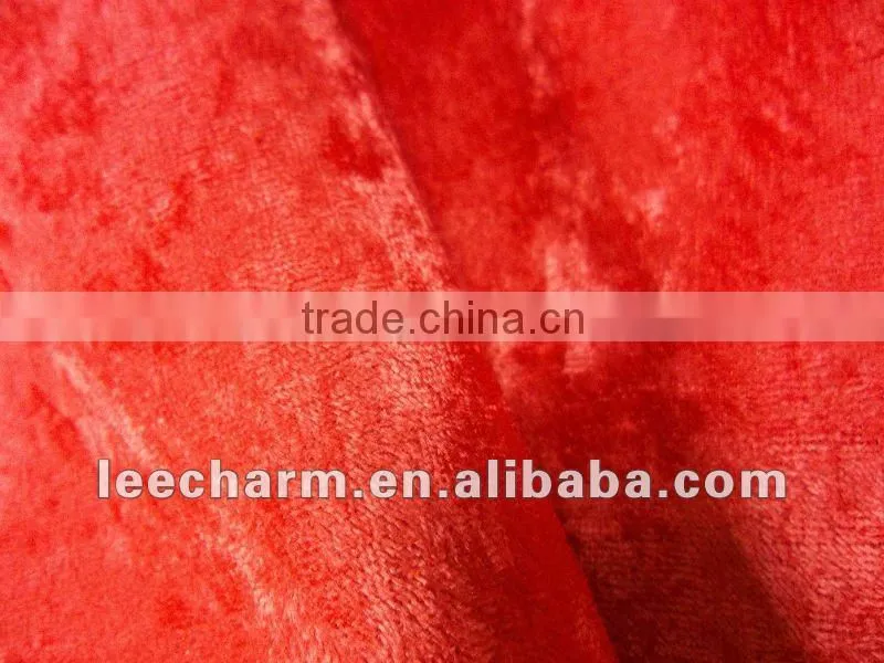 100% Polyester Christmas Red Knitted Velour Fabric