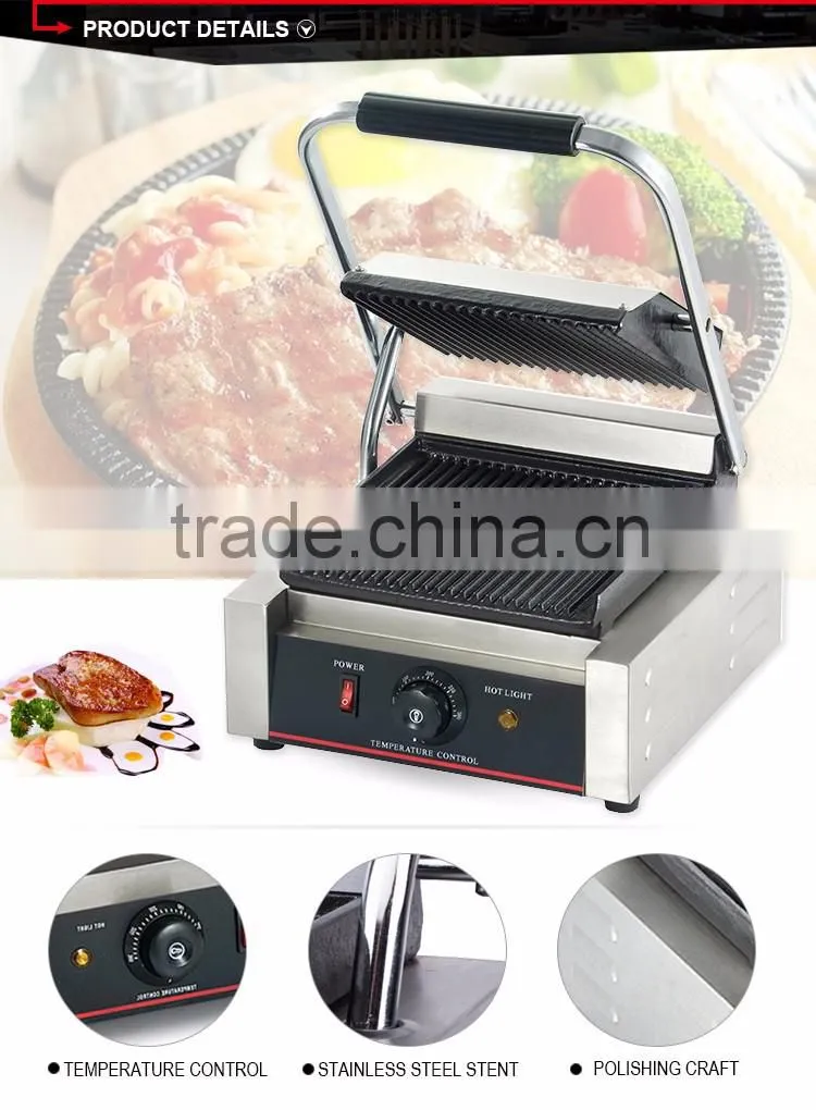 hotel kitchen equipment samll stainless steel electric panini contact grill for sale EGD-14