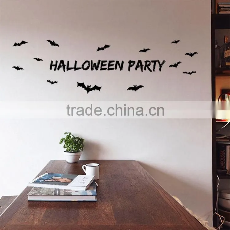 ALFOREVER Bat halloween black quote decals,bat halloween sticker