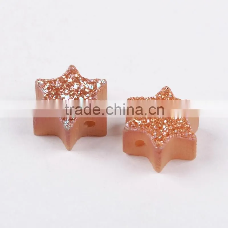 Wholesale mogen david star loose flat agate druzy cabochon beads
