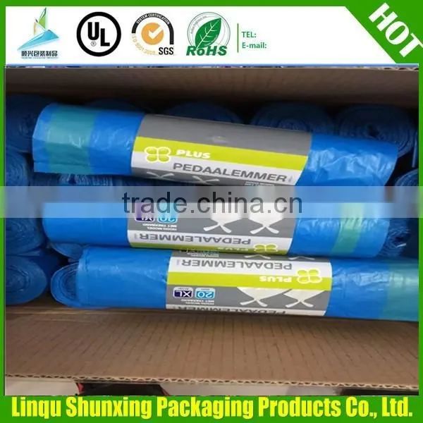 Drawstring Garbage Bags / white trash bag with string tie / 30mic trash bag