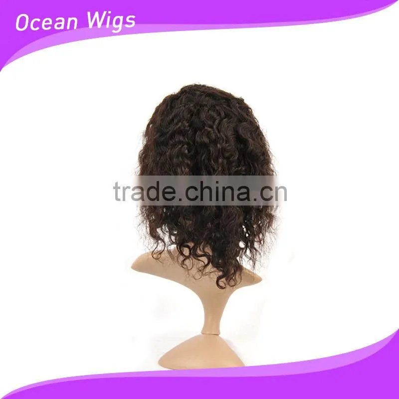human hair front lace wig, deep wave,10", natural color