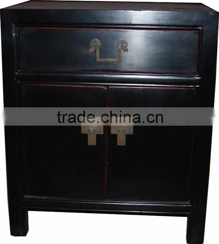 chinese antique black one drawer two door living room cabinet