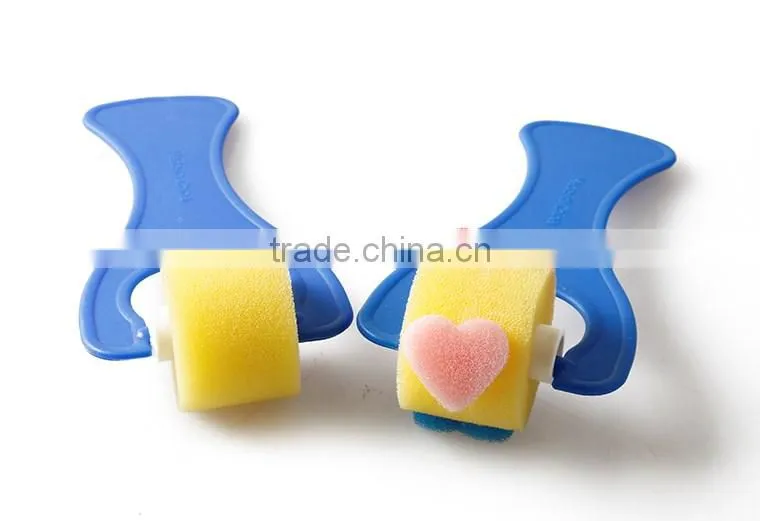 8 pcs/set Art Supplies Plastic Handle Foam Sponge Paint Roller For Kids