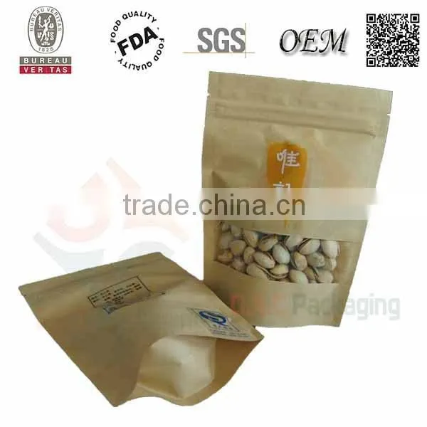 Snack Food Stand Up Pouches With Window For Food Packaging