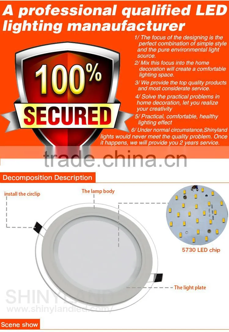 Chinese imports wholesale 18w round thin led glass panel light surfacemounted with high quality