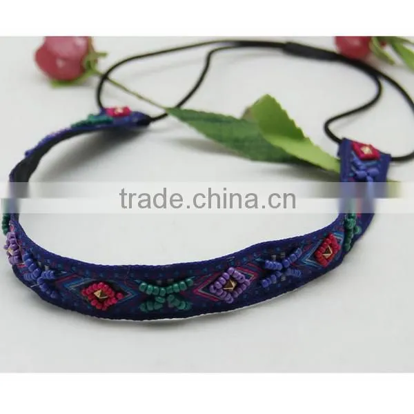 New arrival glass seedbead national handmade elastic headband hair headband
