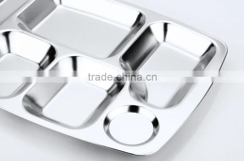 home utensils china 304 stainless steel square compartment dinner plates