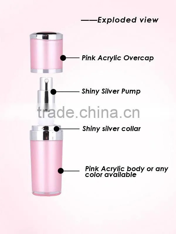 15ml 30ml 50ml Pink acrylic bottles cosmetic packaging