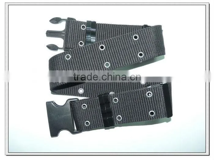 57mm black polypropylene belts with plasitc buckle for army use