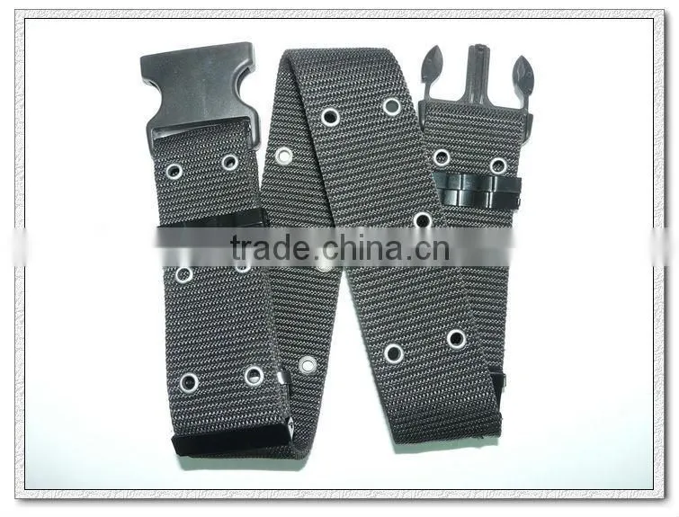 57mm black polypropylene belts with plasitc buckle for army use