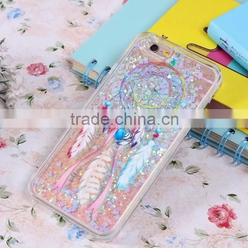 Beautiful Quicksand Phone Case Liquid Style Transparent Back in Colorful PC Case