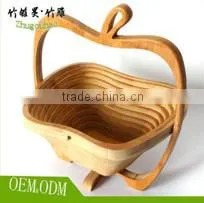 Apple Shaped Bamboo Folding Basket- Collapsible Fruit Stores Flat