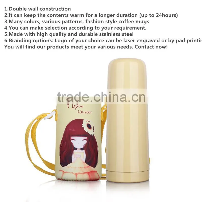 Bullet insulation stainless steel vacuum flasks/double wall vacuum thermal bottle