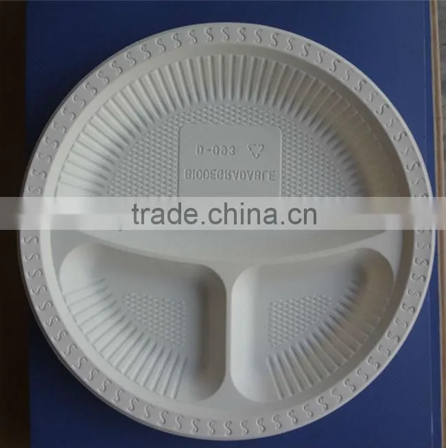 Biodegradable plastic plate with divider plastic plates & dishes