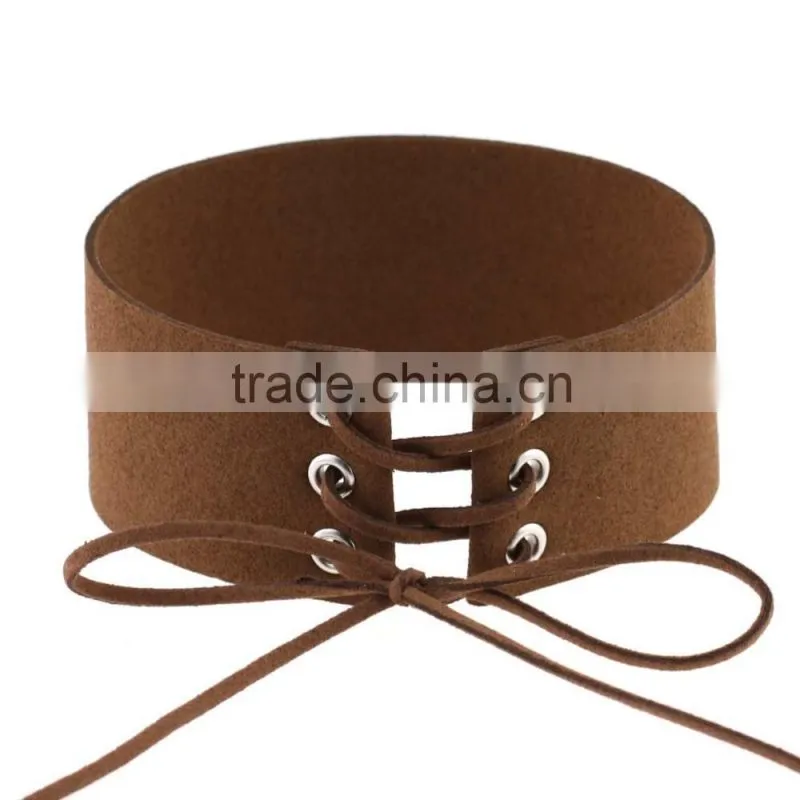 Woman man Punk Sexy Leather Wrap Choker Collar Leather Wrap